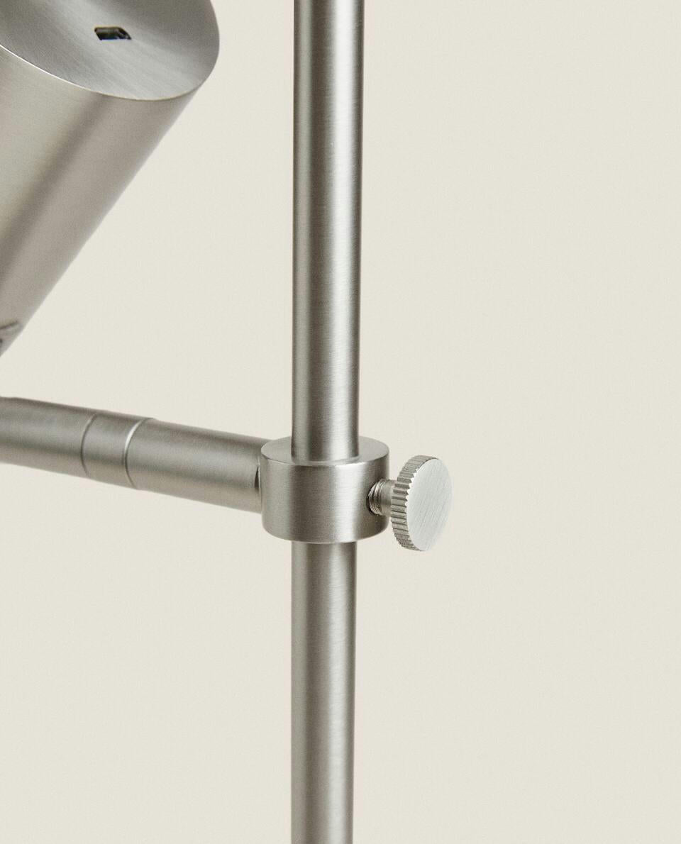 SILVER METAL USB RECHARGEABLE DESK LAMP