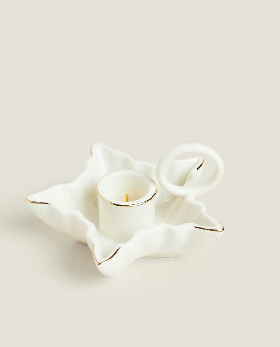 PORTACANDELE A STELLA DI NATALE CON BORDO 