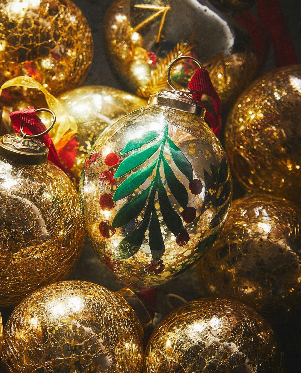 DECORAZIONE NATALIZIA CON FIORI IN VETRO MERCURIZZATO 