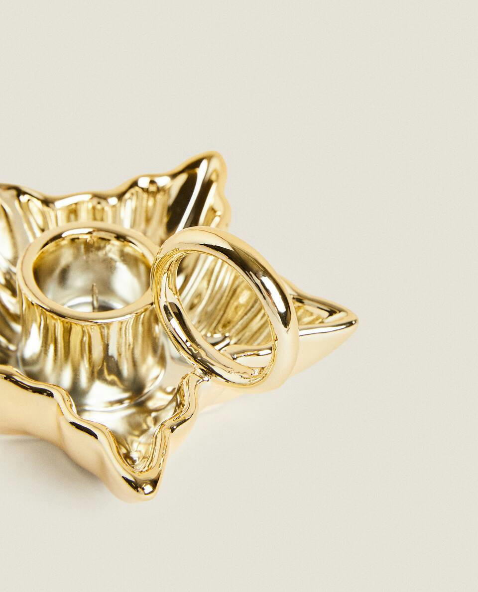 PORTACANDELE A STELLA DI NATALE CON BORDO 