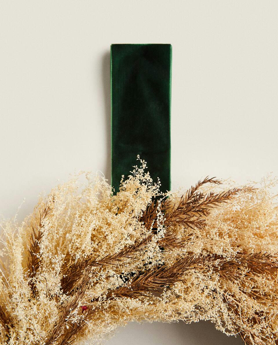 CORONA NATALIZIA DECORATIVA CON FOGLIE SECCHE 