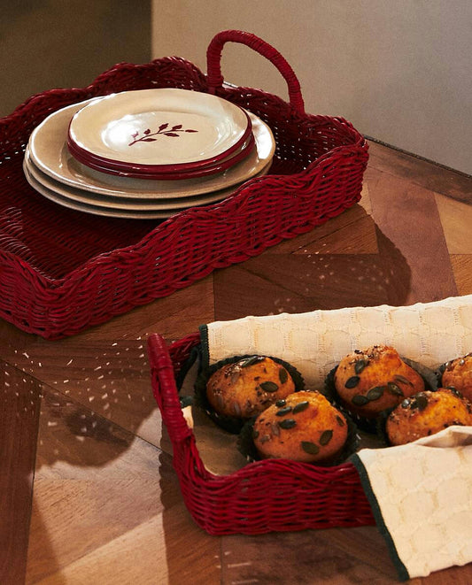 BANDEJA DE RATÁN NAVIDEÑA 