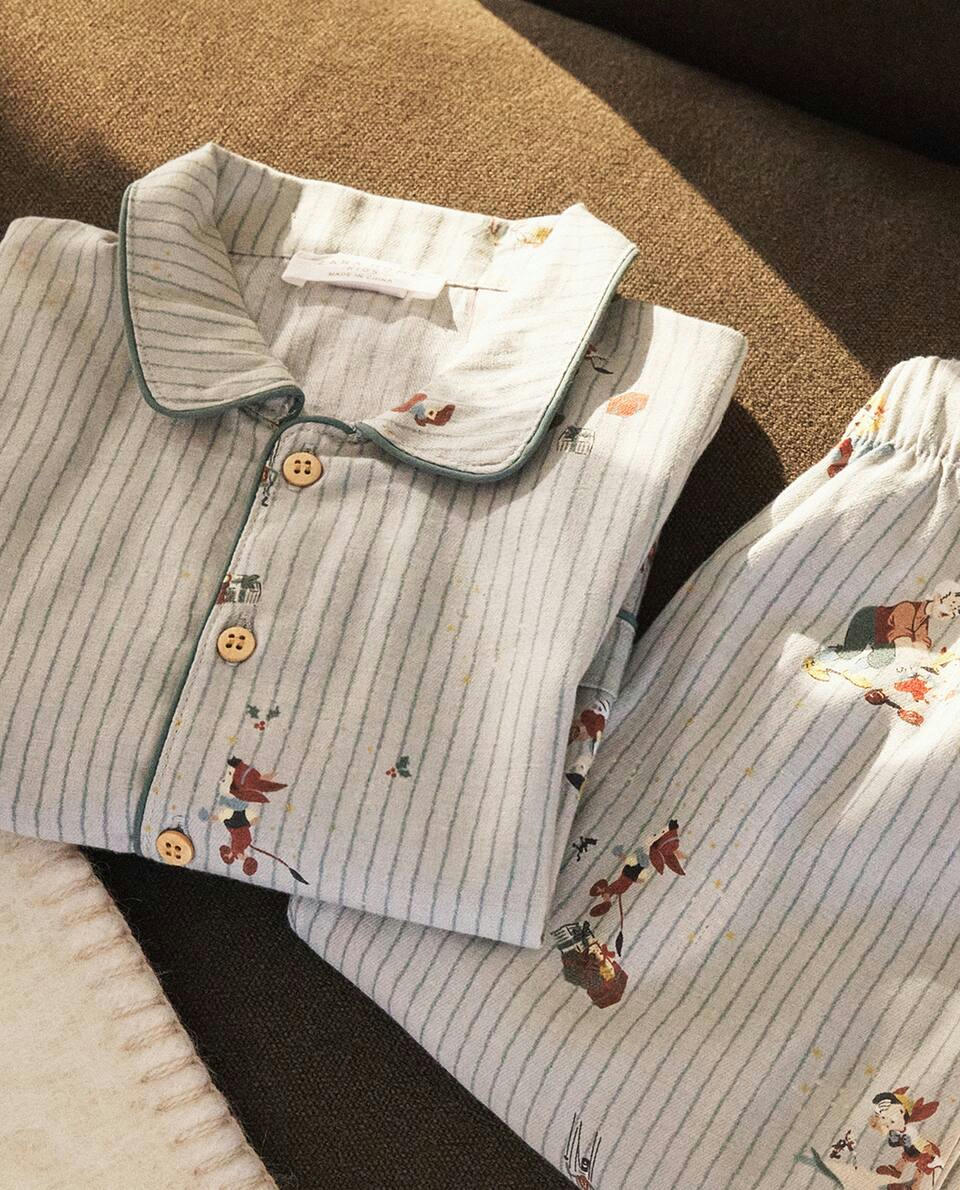 Pigiama natalizio per bambini in flanella con scritta PINOCCHIO Disney 