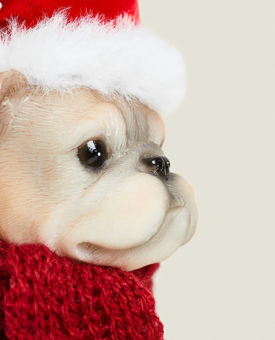 DECORAZIONE NATALIZIA IN RESINA A FORMA DI BULLDOG 