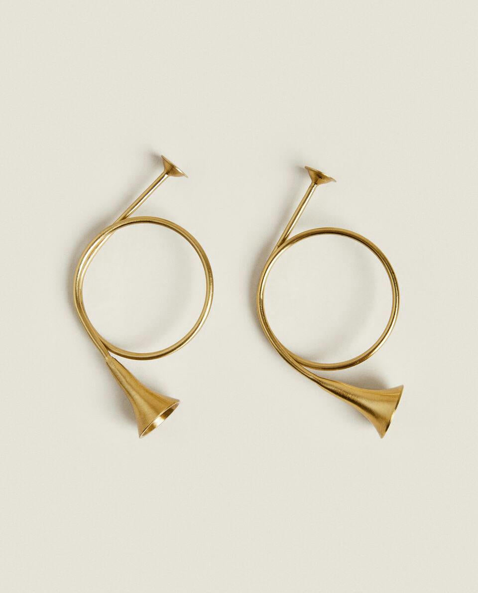 CONFEZIONE DI ANELLI PORTATOVAGLIOLI A FORMA DI TROMBA DI NATALE (CONFEZIONE DA 2) 