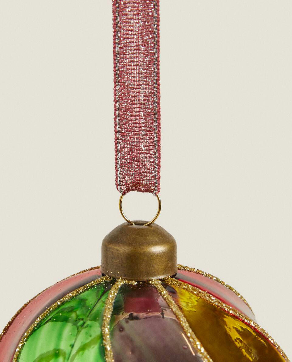 CHRISTMAS SPIRAL MULTICOLOURED BAUBLE DECORATION