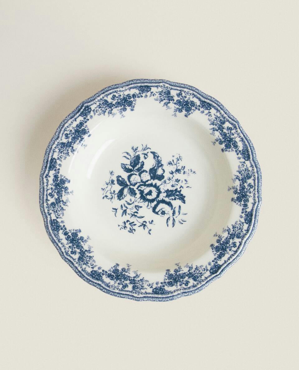 FLORAL EARTHENWARE SOUP PLATE