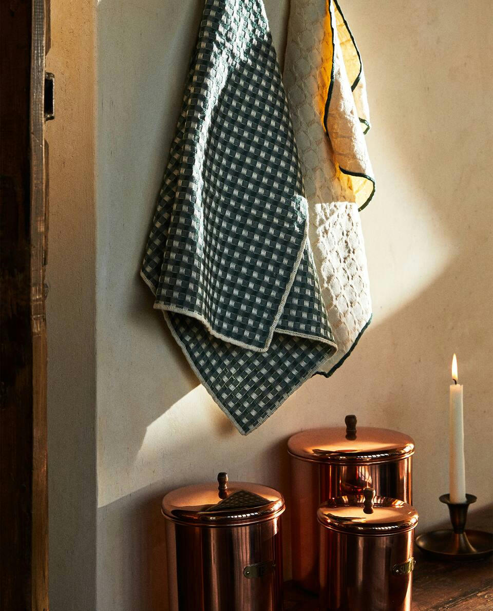 CONFEZIONE DI Strofinacci natalizi in cotone a nido d'ape (confezione da 2) 