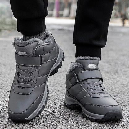 (Limited Time 49% Promotional Discount) Men's Winter Warm Orthopedic Hiking Snow Boots Waterproof Non-slip Wide Toe Arch Support Work Boots