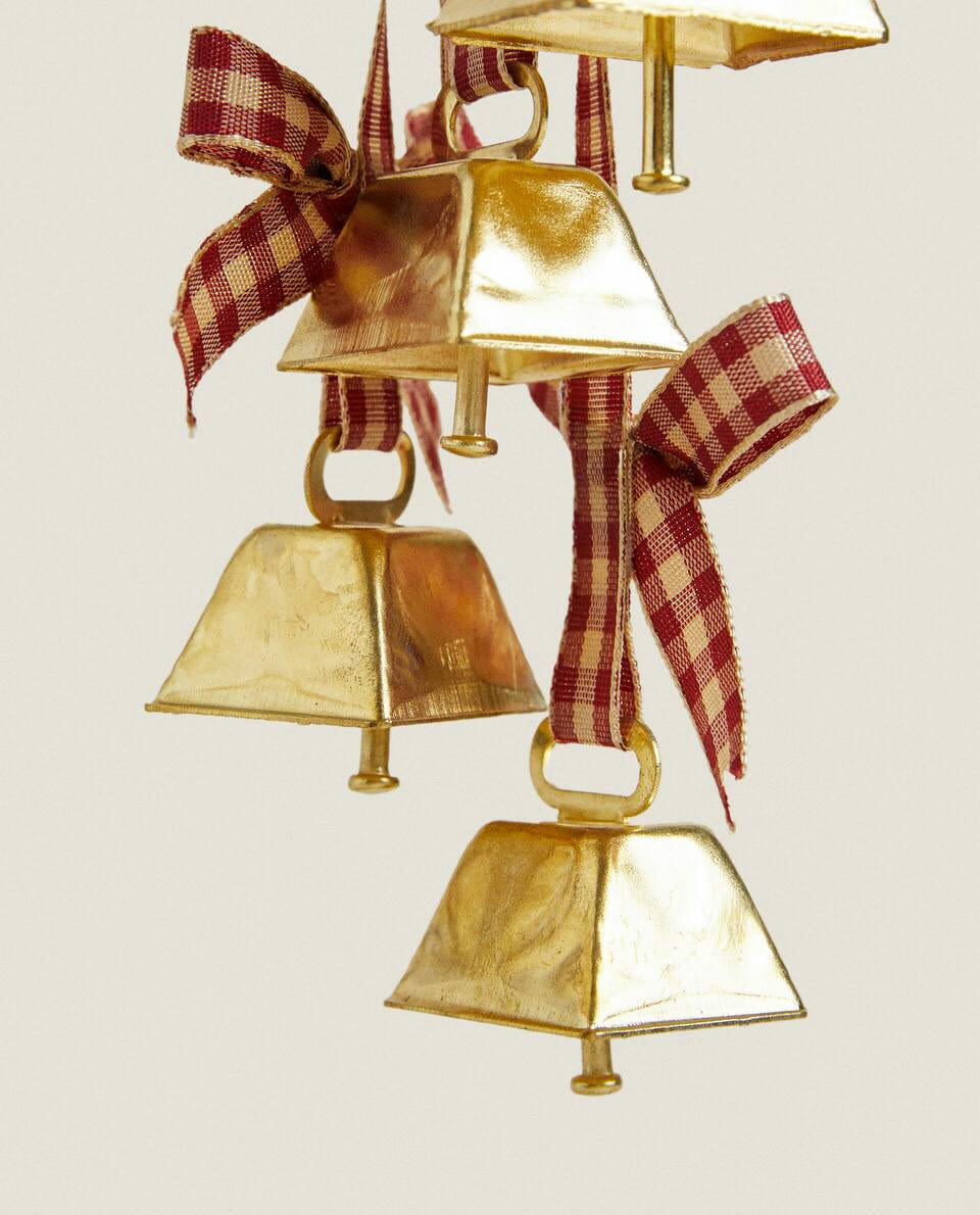 GHIRLANDA DECORATIVA CON CAMPANE IN TARTAN 