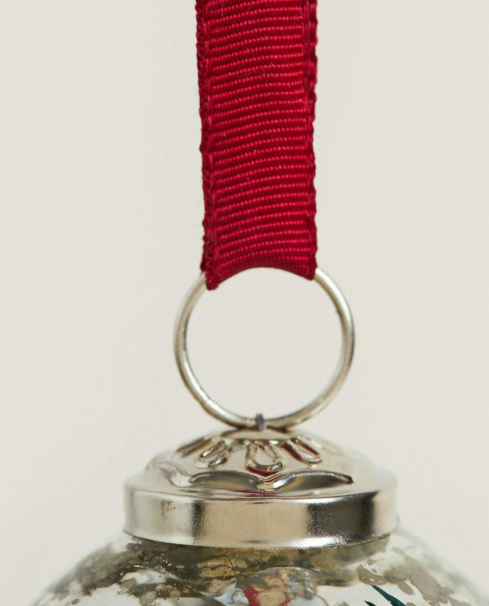 DECORAZIONE NATALIZIA CON FIORI IN VETRO MERCURIZZATO 