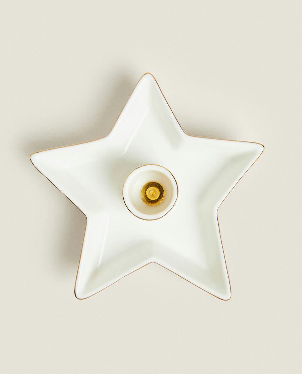Candelabro grande de estrella navideña con borde 