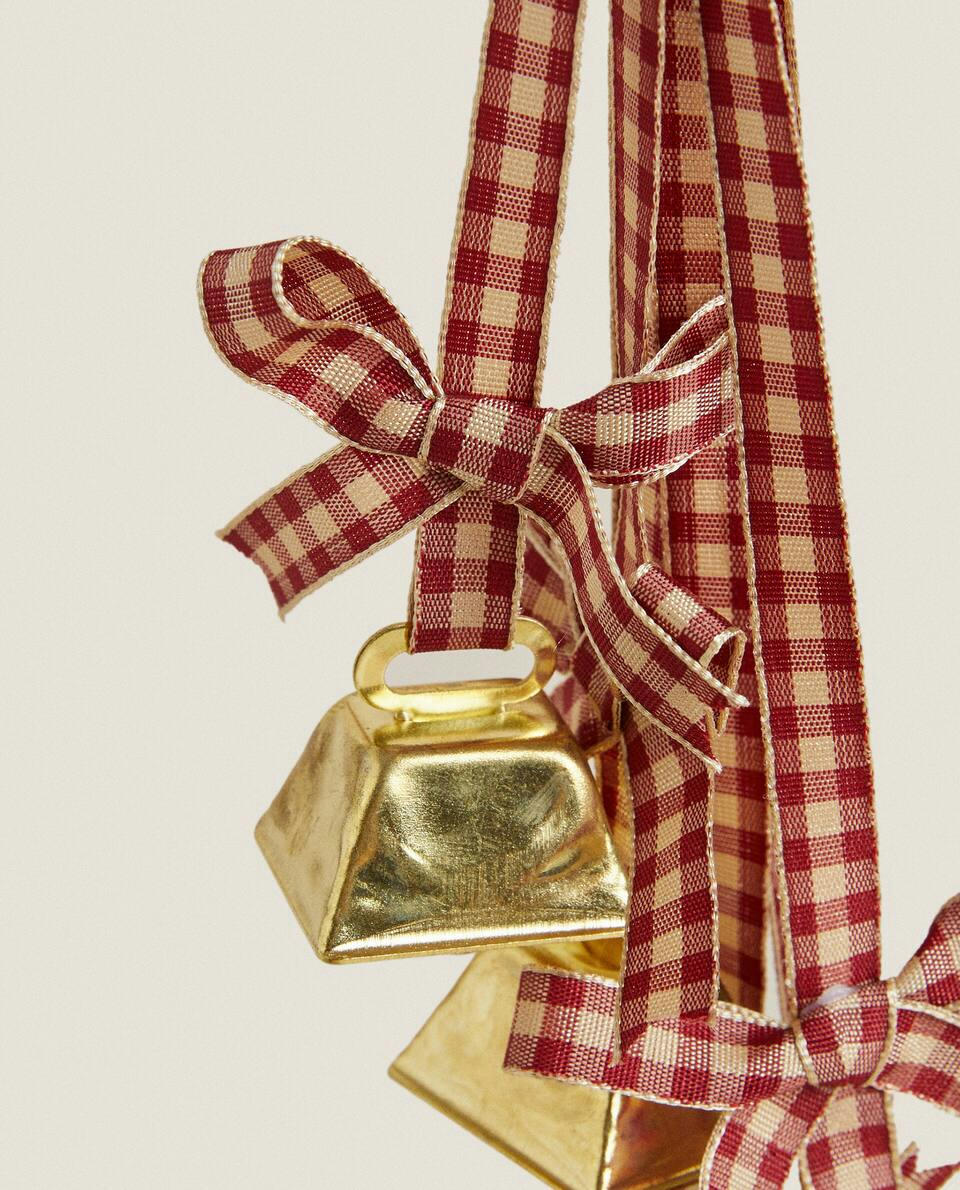 GHIRLANDA DECORATIVA CON CAMPANE IN TARTAN 