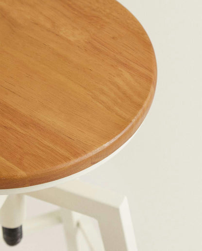 SGABELLO GIREVOLE IN LEGNO E METALLO 