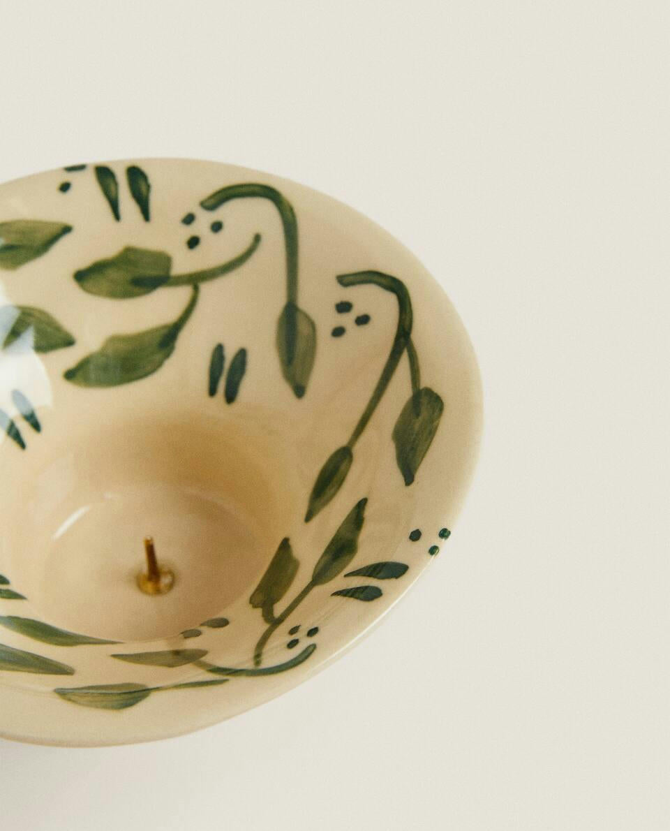 PORTACANDELIERE NATALIZIO IN CERAMICA DIPINTA 