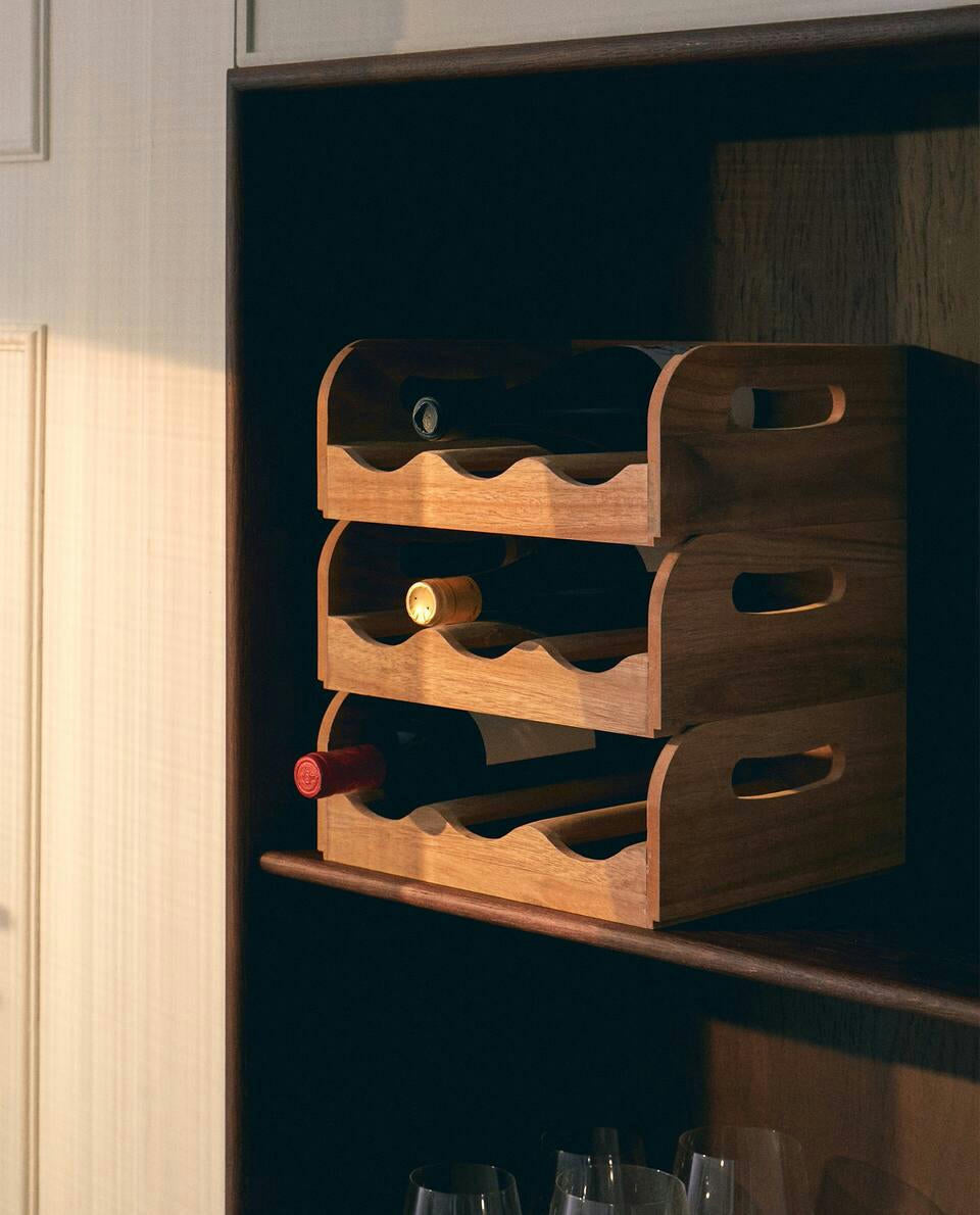 SOPORTE PARA BOTELLAS APILABLE DE MADERA 