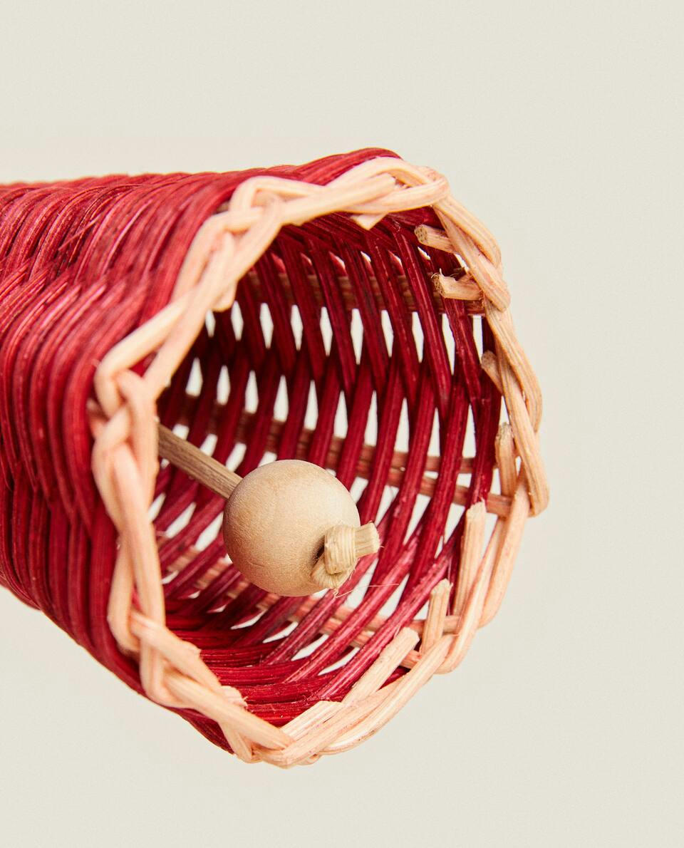 DECORAZIONE NATALIZIO A CAMPANA IN RATTAN 