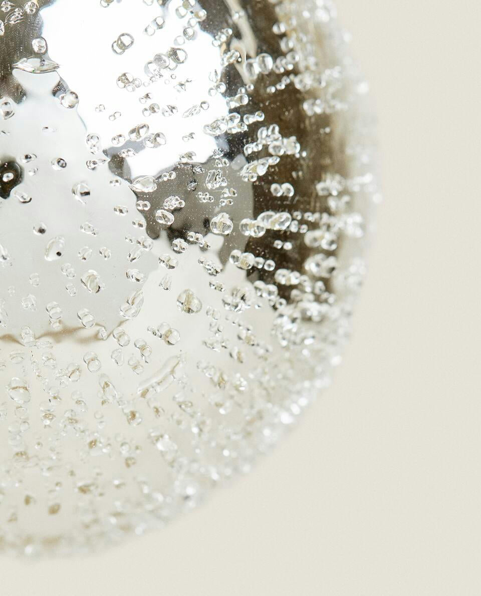 DECORACIÓN DE ARO NAVIDEÑO DE VIDRIO BRILLANTE 