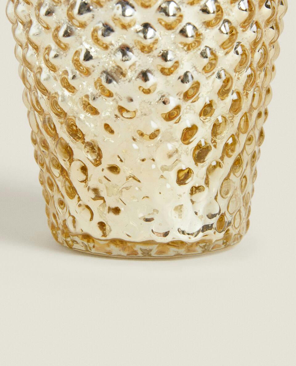 PORTACANDELE NATALIZIO IN VETRO MERCURIZZATO 