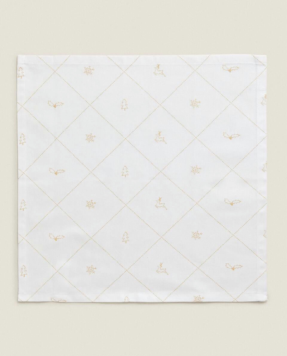 CONFEZIONE DI TOVAGLIOLI DI COTONE NATALIZI NEVE (CONFEZIONE DA 2) 