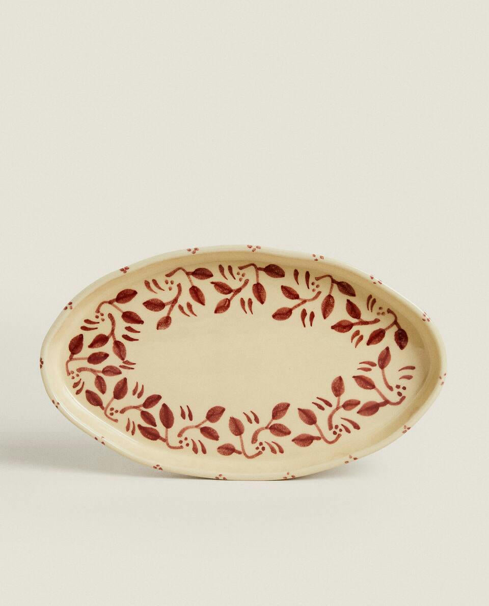 BANDEJA NAVIDEÑA DE CERÁMICA PINTADA 