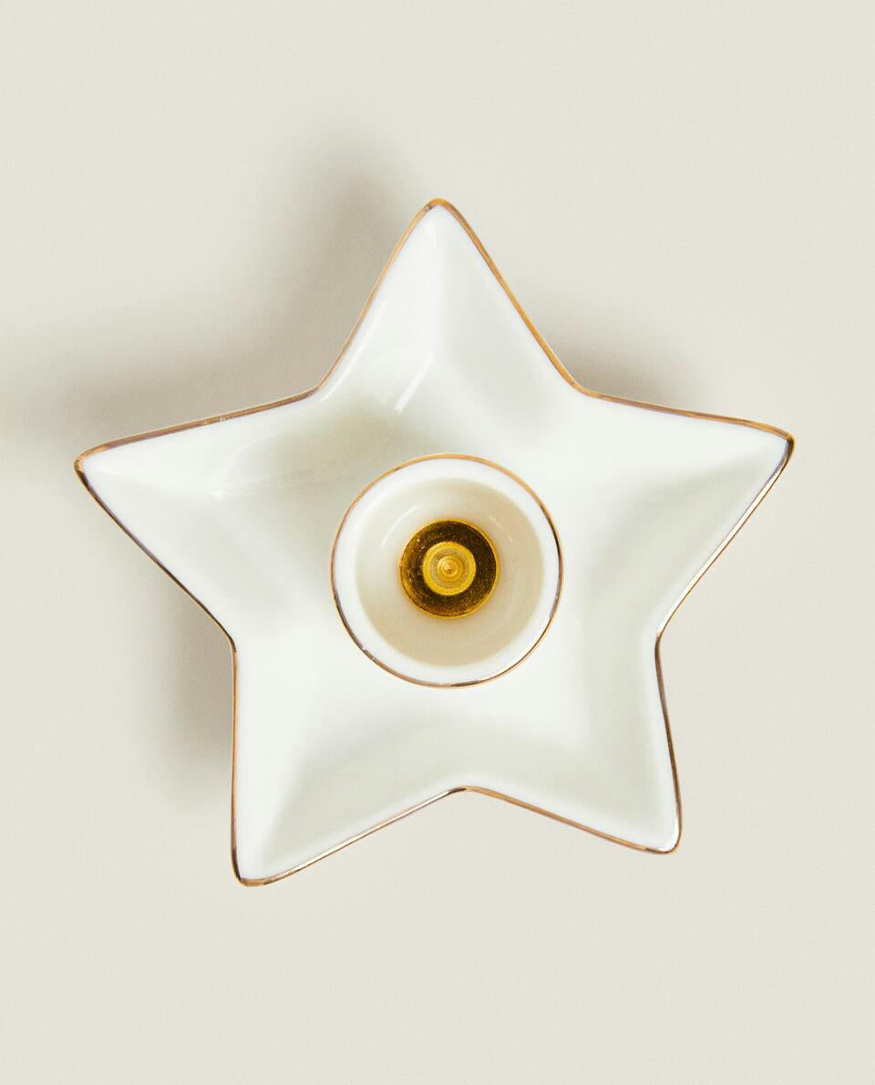 Candelabro mediano de estrella navideña con borde 