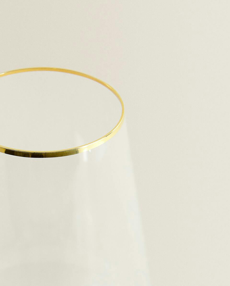 COPA DE VINO CON BORDE DORADO DE CRISTAL BOHEMIA 