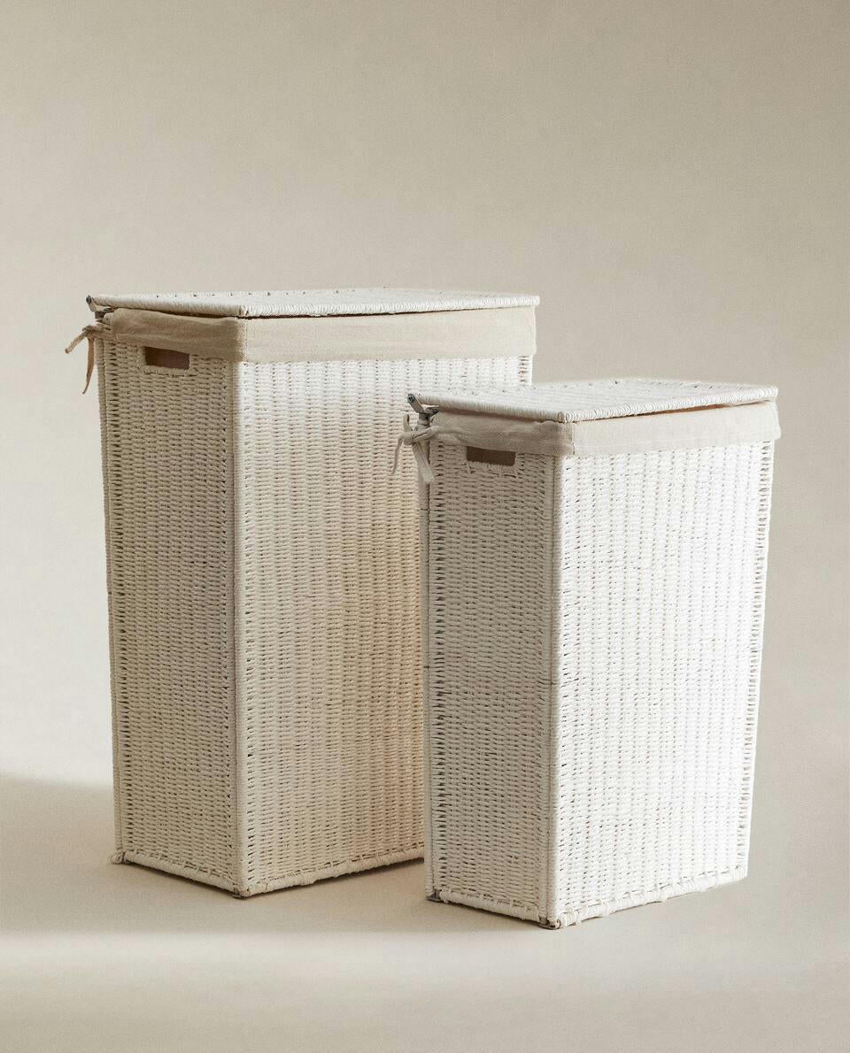 CESTA PARA LA ROPA FORRADA EN TELA 