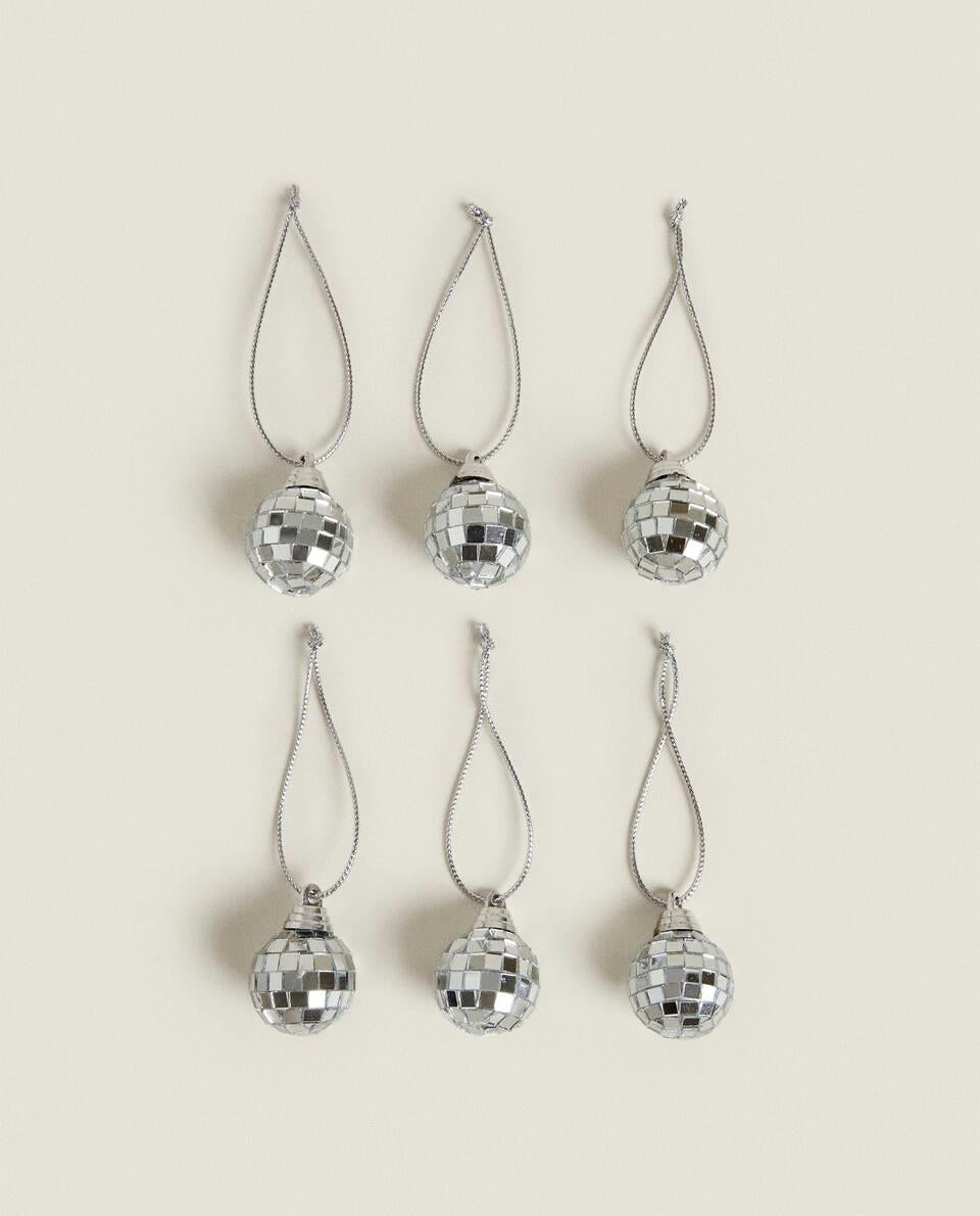 PAQUETE DE DECORACIONES NAVIDEÑAS DE BOLAS DE DISCO (PAQUETE DE 6) 