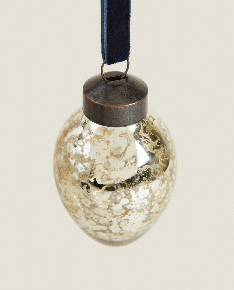 DECORACIÓN NAVIDEÑA OVALADA DE VIDRIO BRILLANTE 