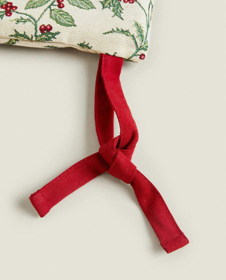 COJÍN DE ASIENTO ACEBO NAVIDEÑO 