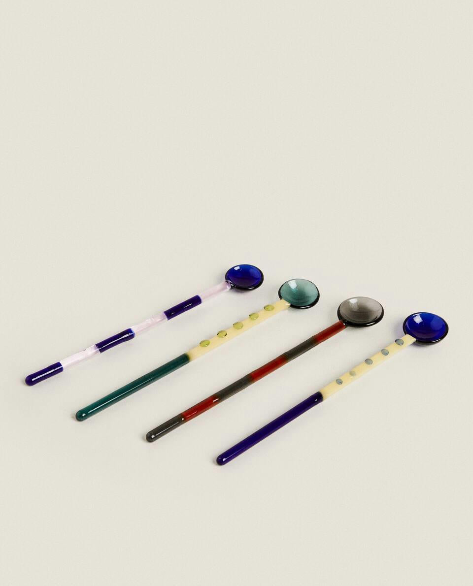 PAQUETE DE CUCHARAS DE POSTRE DE VIDRIO DE BOROSILICATO (PAQUETE DE 4) 