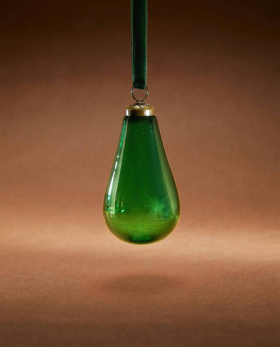 DECORACIÓN NAVIDEÑA DE PERA DE CRISTAL 