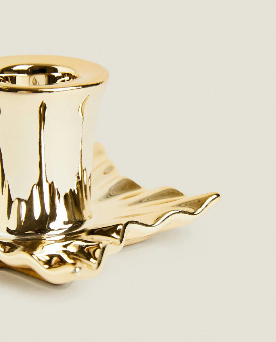 PORTACANDELE A FOGLIA DI NATALE CON BORDO 