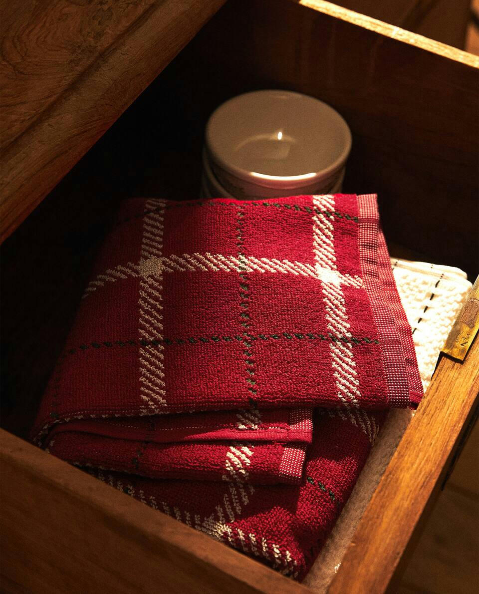 Strofinaccio natalizio in cotone scozzese 