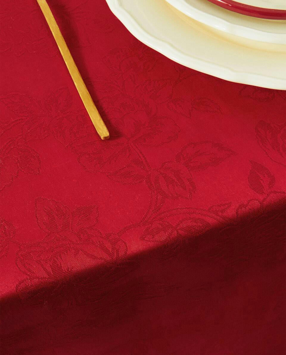 MANTEL JACQUARD FLORAL NAVIDEÑO 