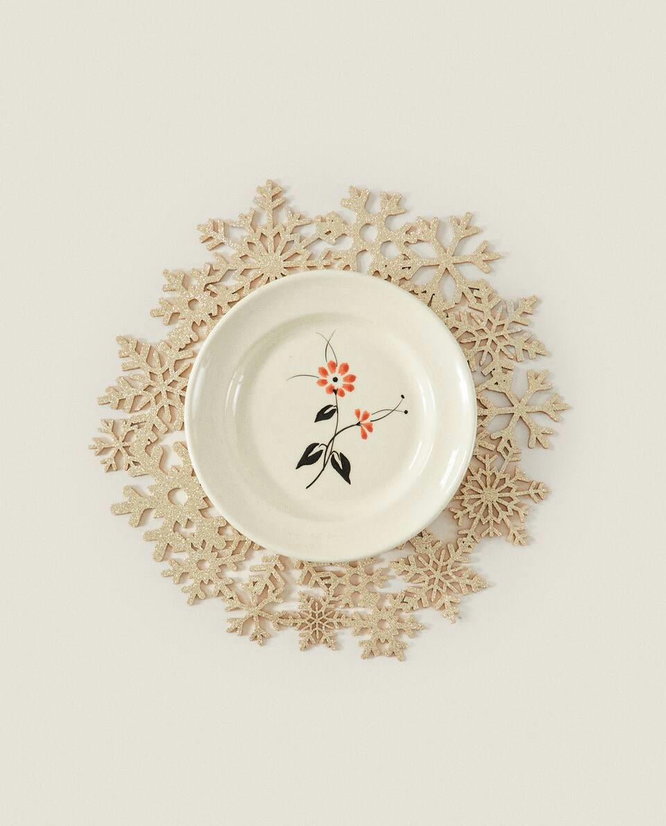 TOVAGLIETTA NATALIZIO CON FIOCCO DI NEVE GLITTERATO 