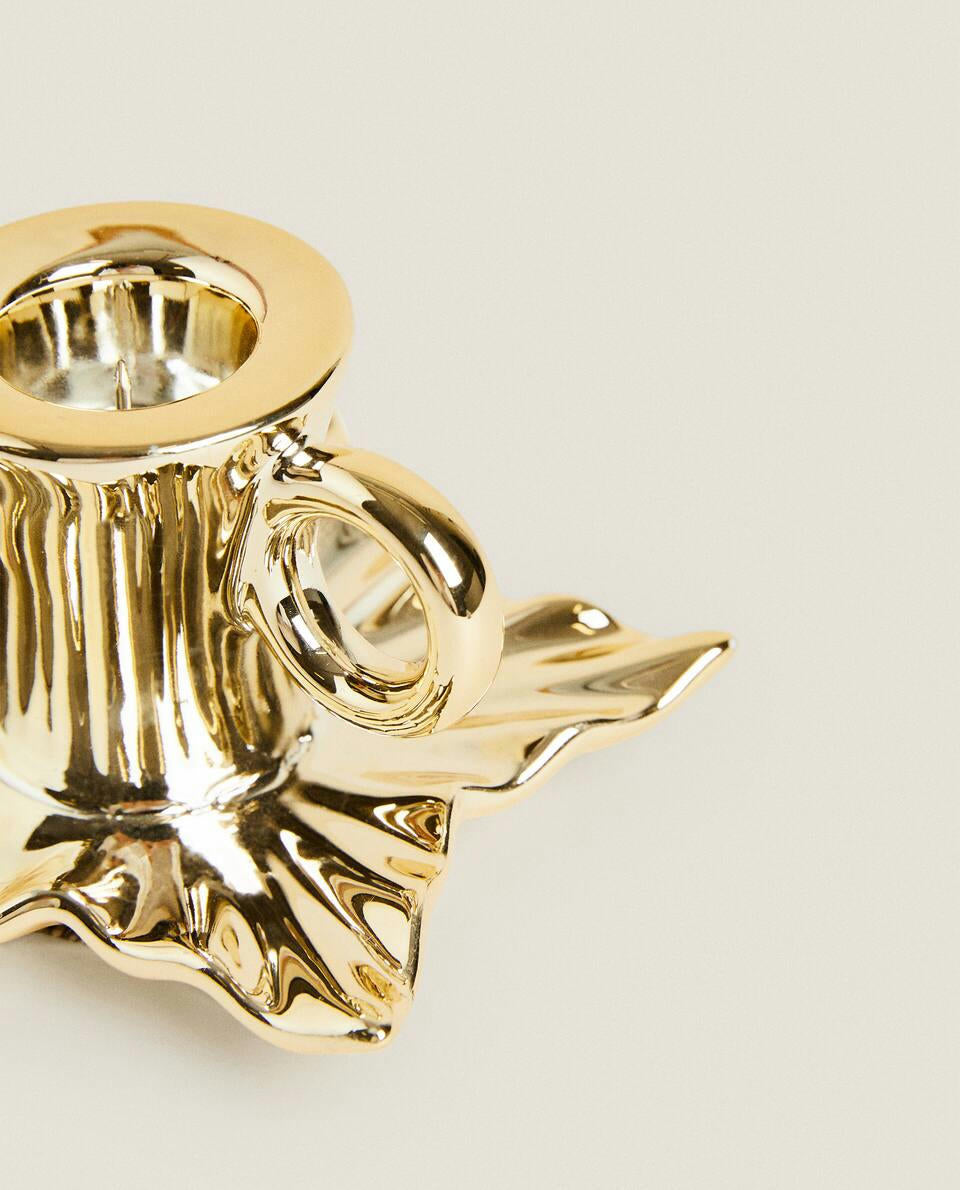 PORTACANDELE A FOGLIA DI NATALE CON BORDO 