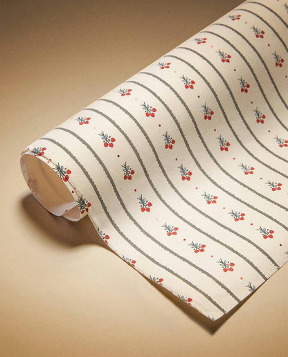 CARTA DA REGALO A RIGHE DI NATALE CON AGRIFOGLIO 