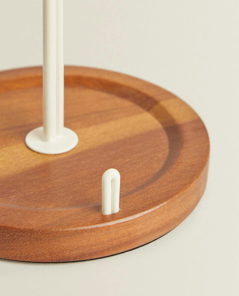 PORTARROLLOS DE COCINA DE HIERRO Y MADERA 