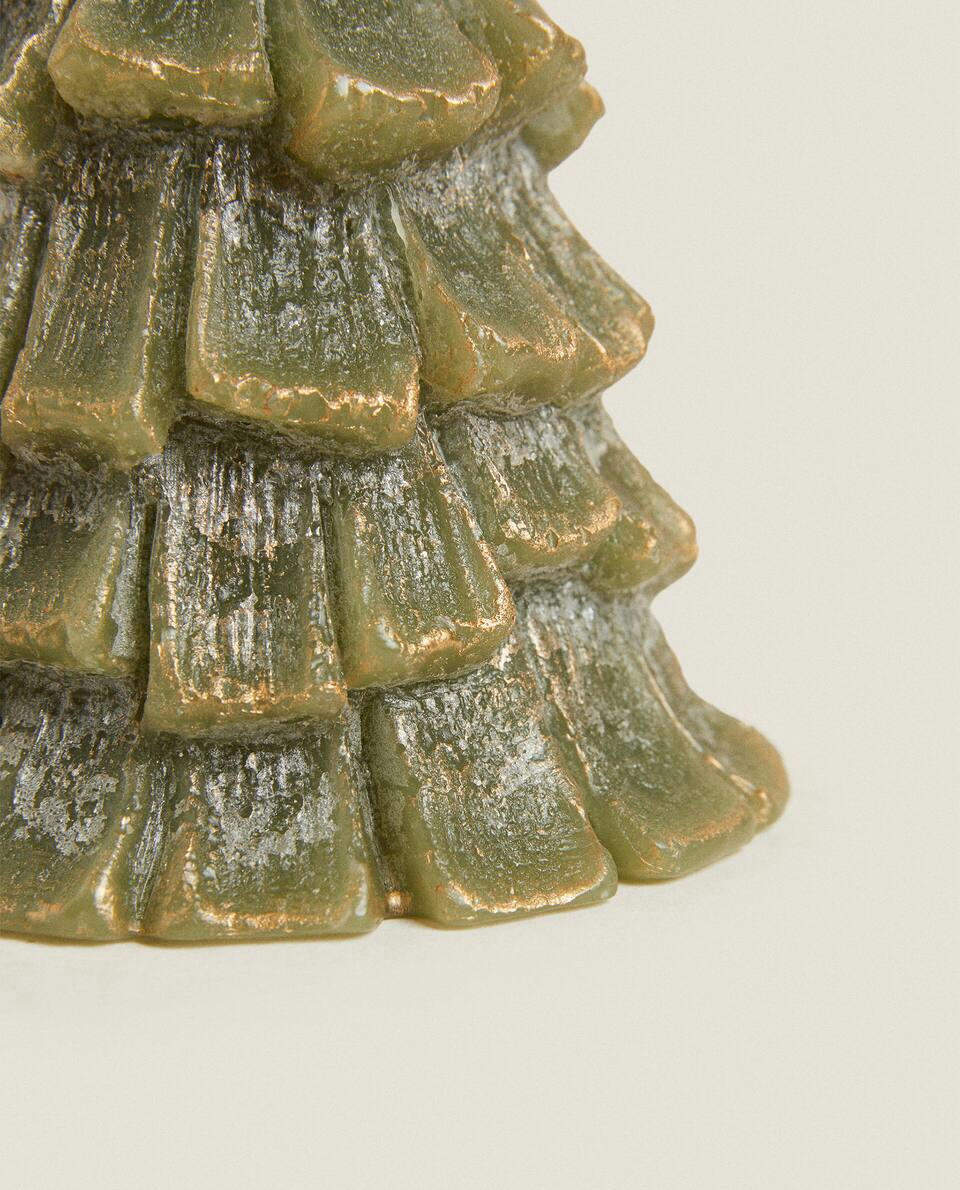 VELA DE ABETO NAVIDEÑO CON BRILLO 