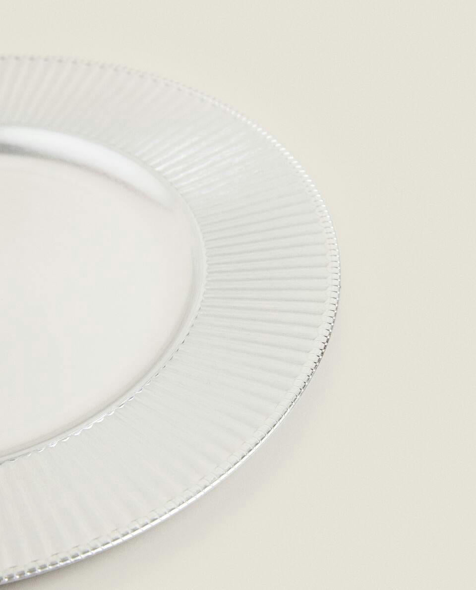 PIATTO DI SERVIZIO NATALIZIO A RIGHE ORO 