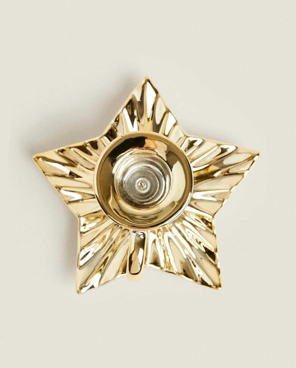 PORTACANDELE A FOGLIA DI NATALE CON BORDO 