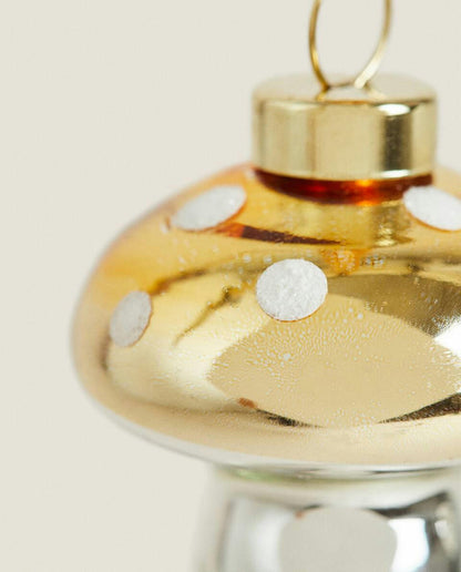 CONFEZIONE DI DECORAZIONI A FORMA DI FUNGO IN VETRO (CONFEZIONE DA 6) 