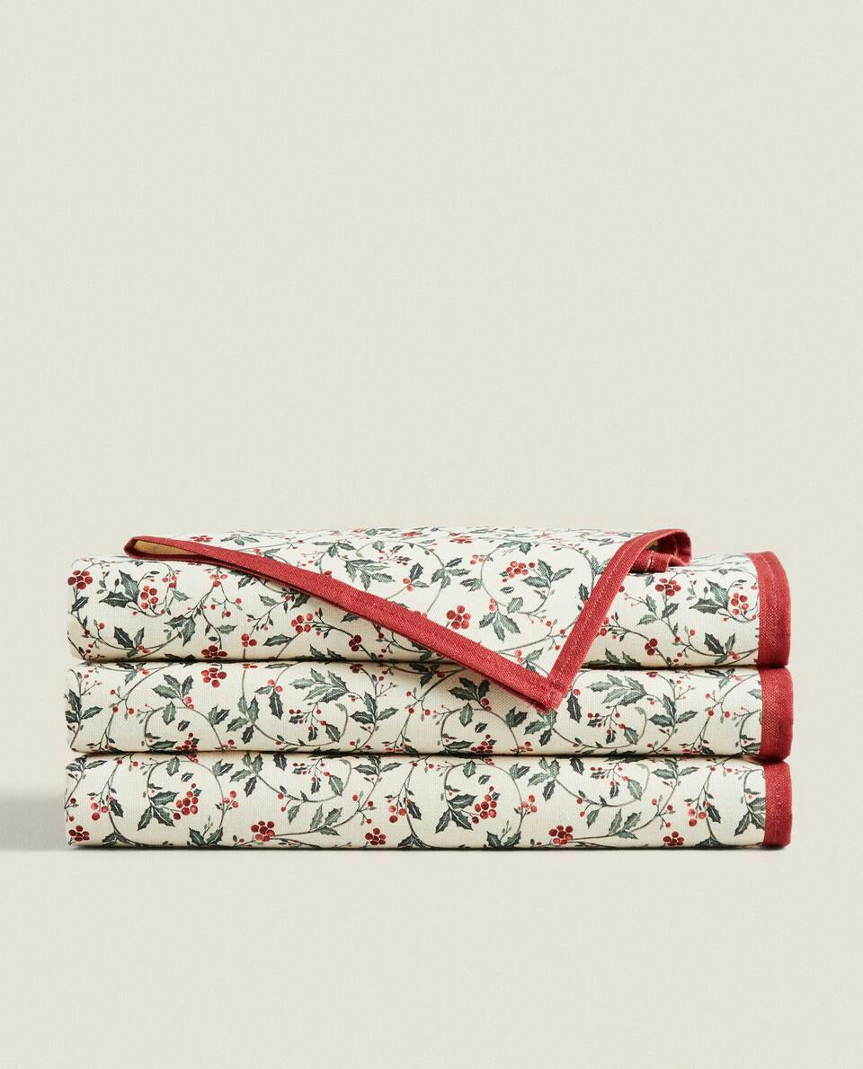 MANTEL DE ALGODÓN CON VID NAVIDEÑA 