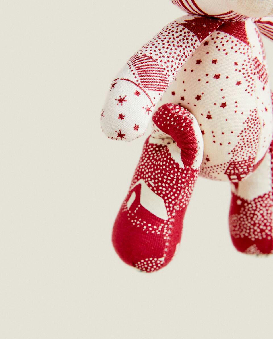 DECORACIÓN NAVIDEÑA DE OSO DE PATCHWORK 