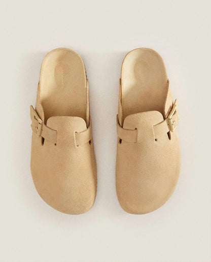 ZOCCOLI IN PELLE CON FIBBIA 