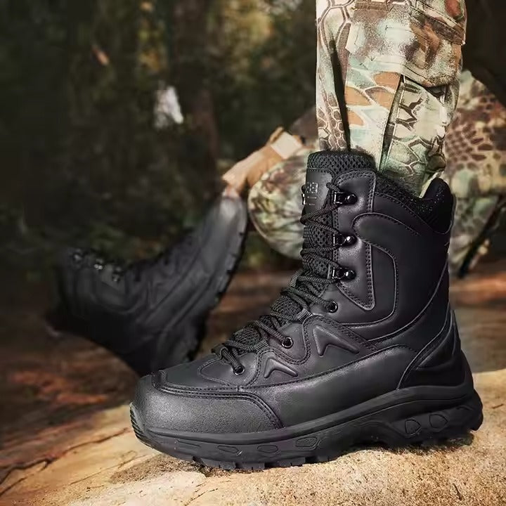 (Limited Time Discount 49% off)Men's Waterproof Ankle Support Tactical Boots Military Anti-Puncture Wide Toe Box Hiking Boots