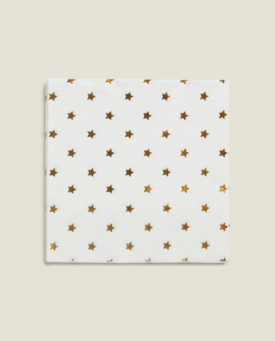 SERVILLETAS DE PAPEL CON ESTRELLAS DE NAVIDAD (PAQUETE DE 20) 