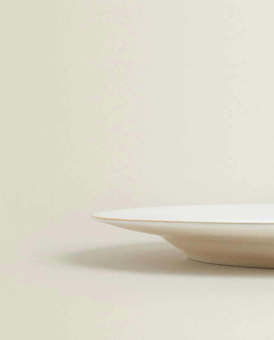 VAJILLA DE PORCELANA BONE CHINA CON BORDE DORADO 